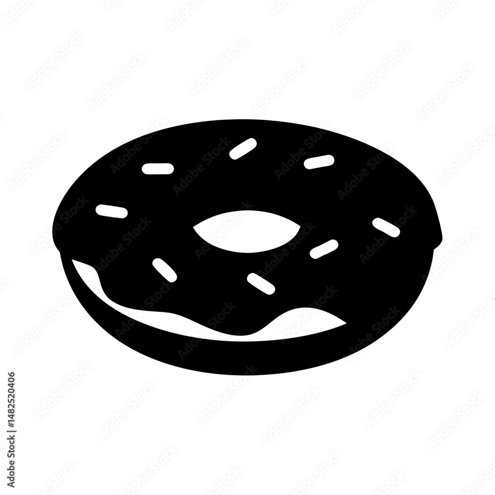 Fototapeta premium Delicious black glazed doughnut with sprinkles, a sweet treat icon illustration