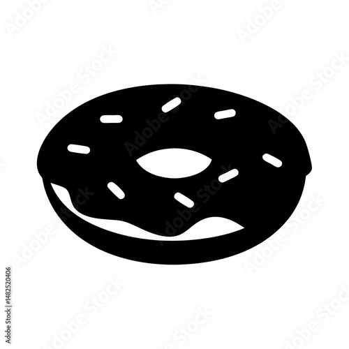 Delicious black glazed doughnut with sprinkles, a sweet treat icon illustration