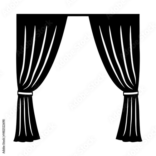 Elegant Black Curtains in a Dramatic Swag Style for Interior Design
