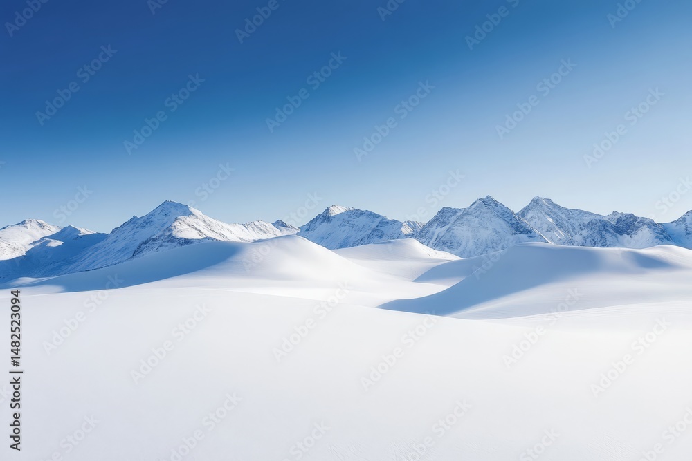 Obraz premium Snow-covered mountain range under a clear blue sky
