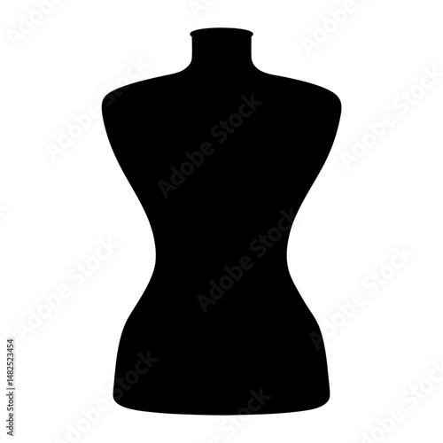 Black silhouette of a female mannequin on a white isolated background