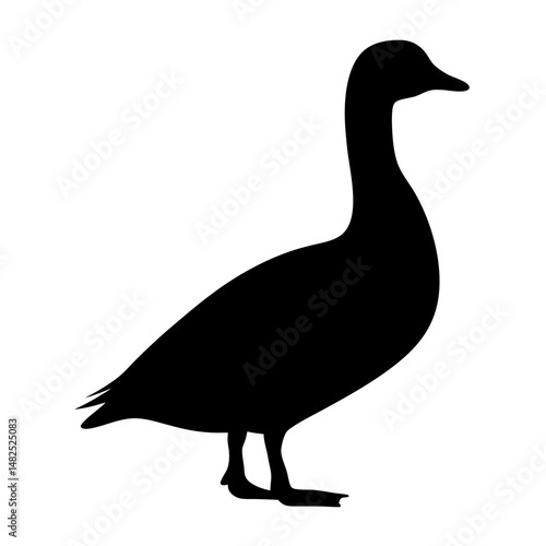 Elegant silhouette of a goose standing tall on a white background