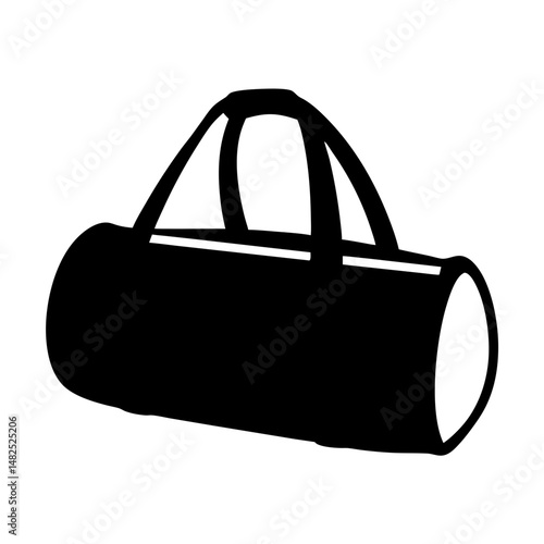Silhouette image of a black duffel bag or gym bag with handles