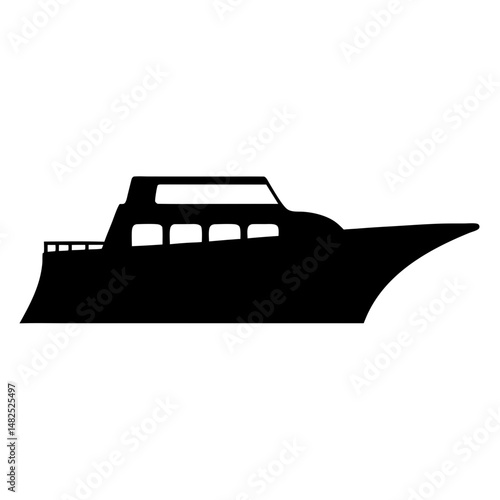 Silhouette of a luxury yacht, a modern boat for leisure cruises