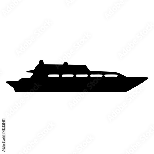 Silhouette of a sleek modern yacht cruising gracefully on the open water