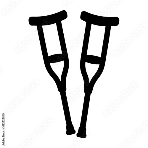 A simple black and white illustration depicting a pair of forearm crutches