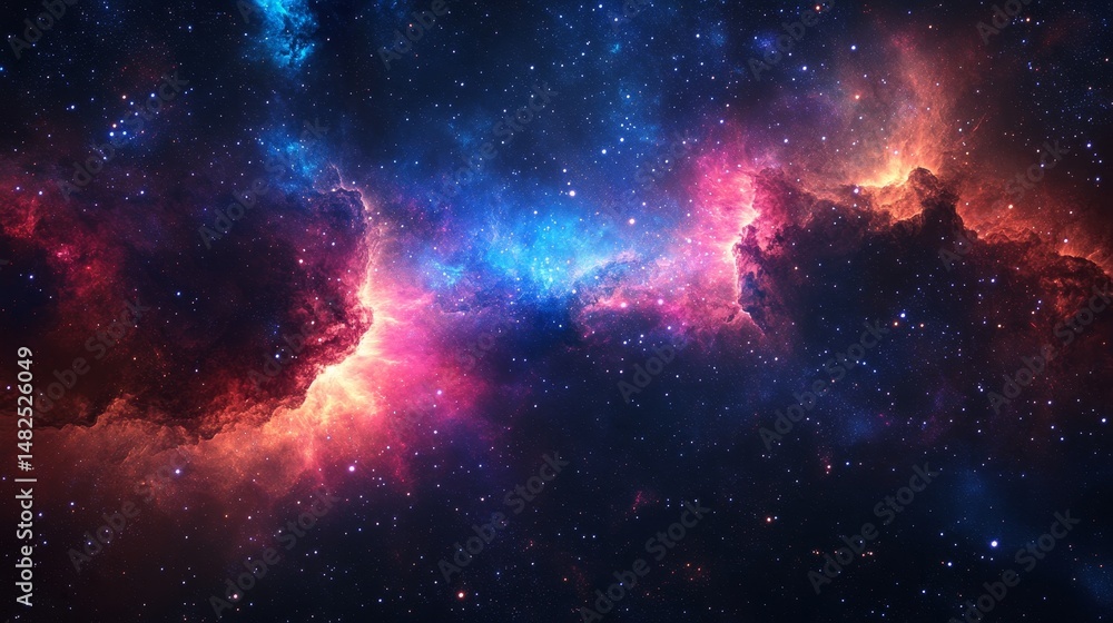 Fototapeta premium A breathtaking deep-space galaxy with vibrant nebulas and glowing stars 