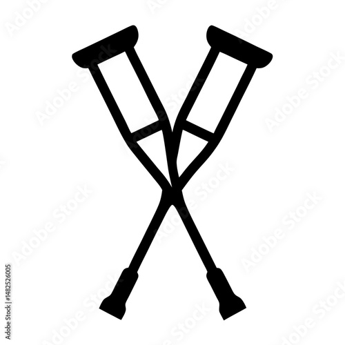 Overlapping crutches symbolize mobility aid, medical support, and healing process