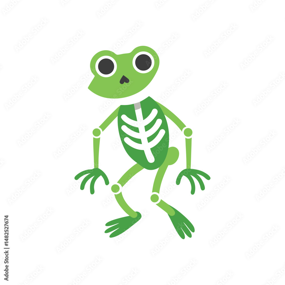 Fototapeta premium Flat and Minimal a Frog anima Skeletons logo vector illustration isolated on white background