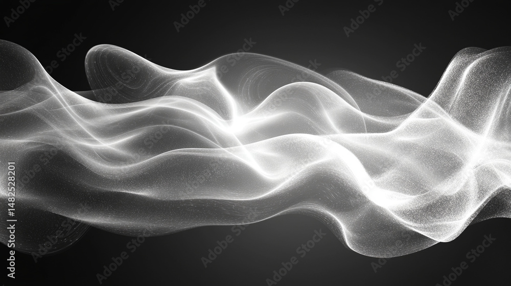 Abstract flowing white lines on black background. Abstract flowing white lines on black background.