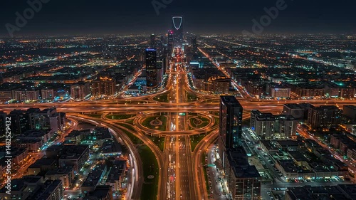 Riyadhs futuristic skyline at night a modern city in the desert