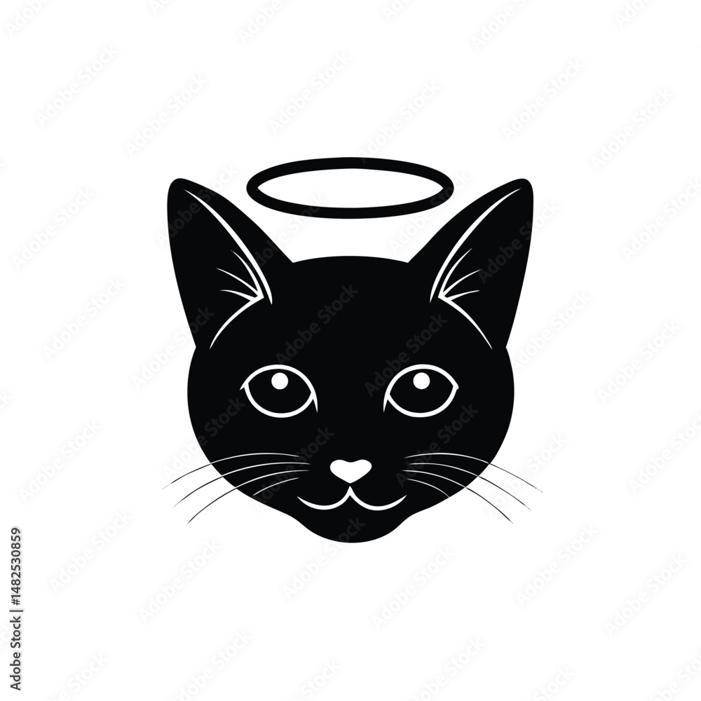 cat head with angel halo cat head with angel halo