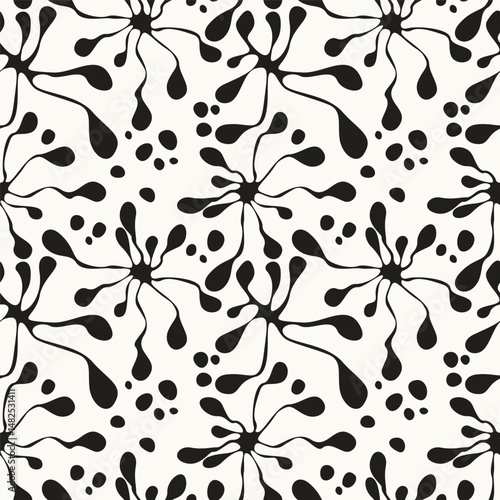 Vector seamless pattern. Fireworks tileable design. Stylish structure of natural spots. Abstract monochrome background. Can be used as swatch in Illustrator. Black-and-white spotty print.
