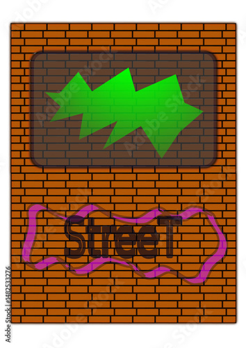 Quadro em tela wektor, ściana z cegieł z elementami graffiti