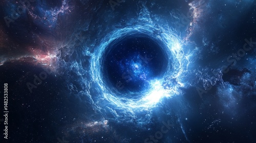 A cosmic portal opening to another dimension in deep space
