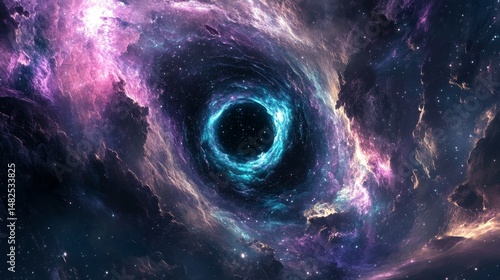 A cosmic portal opening to another dimension in deep space