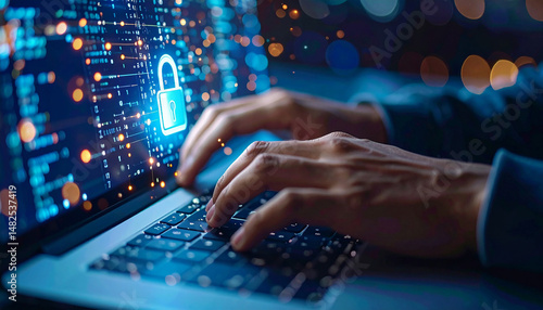Digital Security: The image illustrates the concept of robust digital security, highlighting the actions taken to safeguard sensitive data and protect privacy.