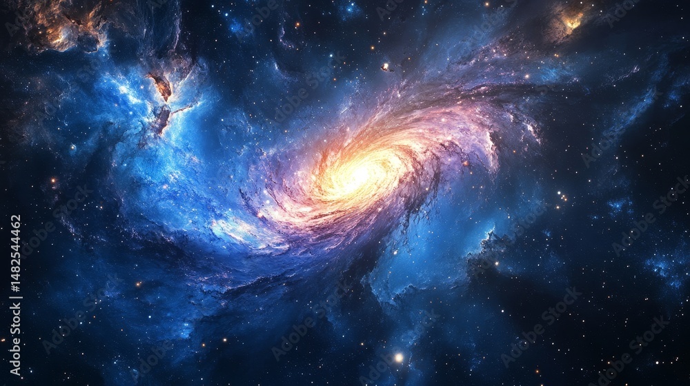 Fototapeta premium A vibrant galaxy core radiating energy through deep space 