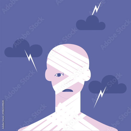 the concept of a new trend in men's mental health. The image of a man oppressed by life's difficulties. Psychological help for people