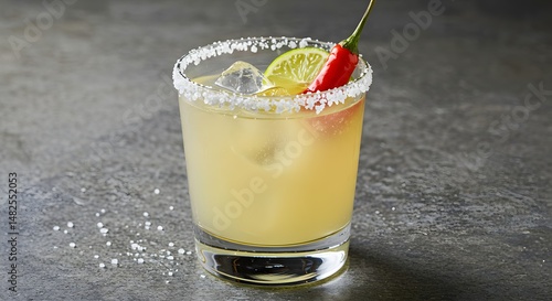 Spicy Margarita with Salted Rim and Chili
