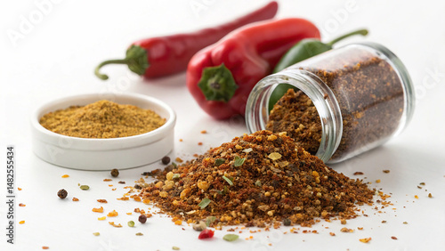 jamaican jerk seasoning blend isolated on white background spicy aromatic rub for grilling and caribbean recipes stock image