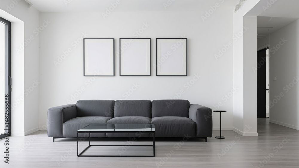 Fototapeta premium Luxury Picture Frames & Decorative Paintings Elevate Your Living Room Layout with Stylish Decoration Style Mockups