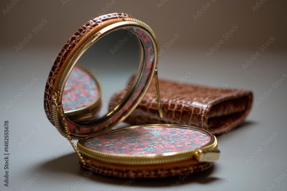 Small cosmetic mirror in handbag