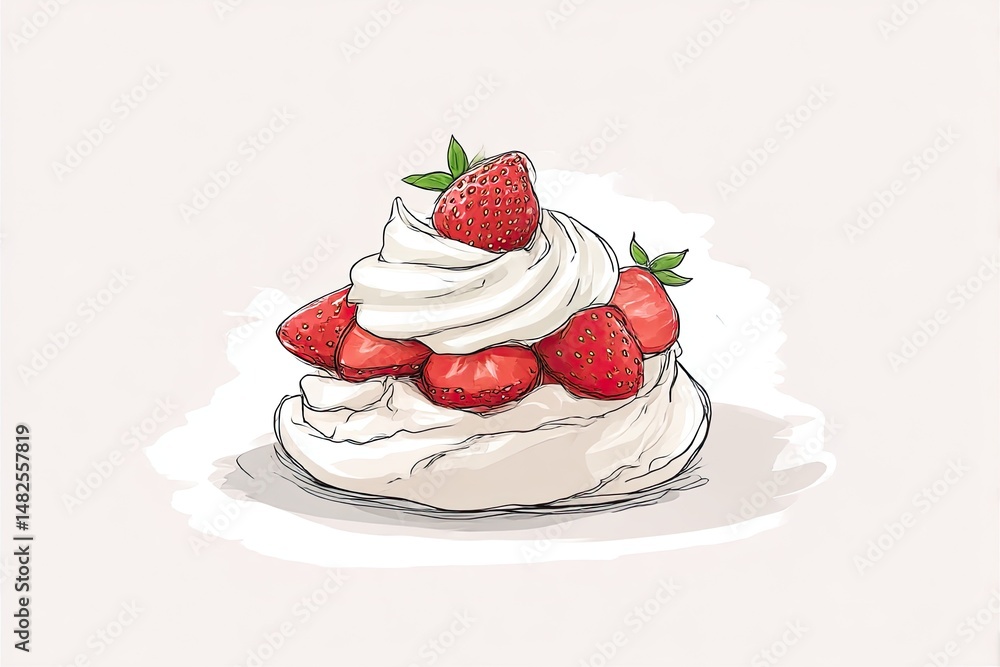 Strawberry Meringue Dream Sweet Dessert Illustration. Strawberry Meringue Dream Sweet Dessert Illustration.