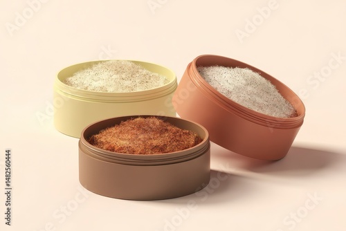 Mockup of open face powders on a white background