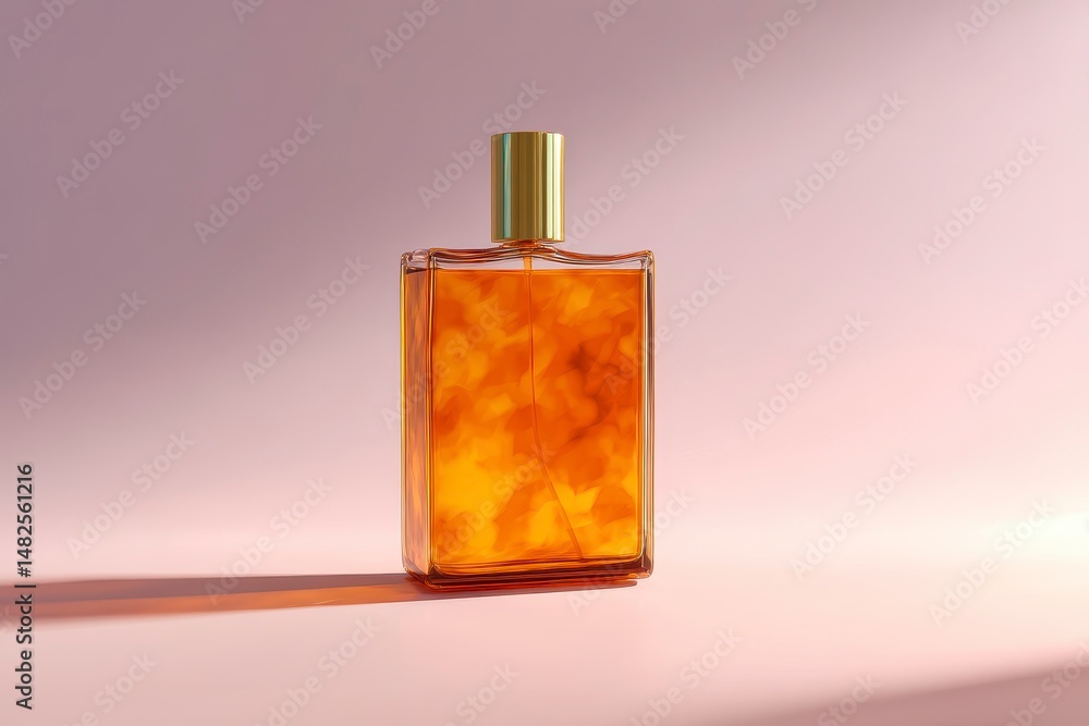 Mockup of a glass rectangular bottle for cosmetics on a white background for perfume, oil, other cosmetic liquid
