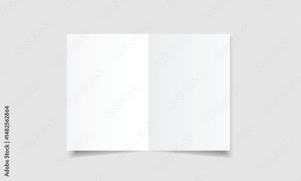 Blank white paper vector. Bi fold paper mockup template with shadow. Brochure, magazine, cover design Blank white paper vector. Bi fold paper mockup template with shadow. Brochure, magazine, cover design