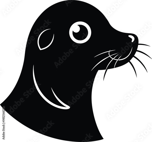 Black silhouette of a sea lion isolated