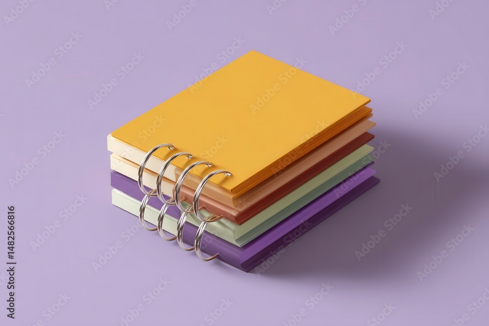 Mockup of a multi-colored notebook on rings