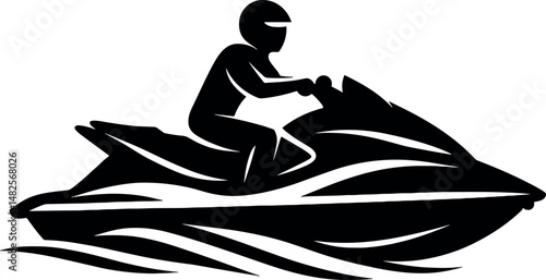 Jet Ski Rider vector silhouette print design