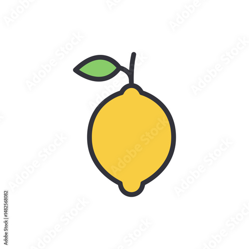Fresh Yellow Lemon With Green Leaf Isolated On Transparent Surface