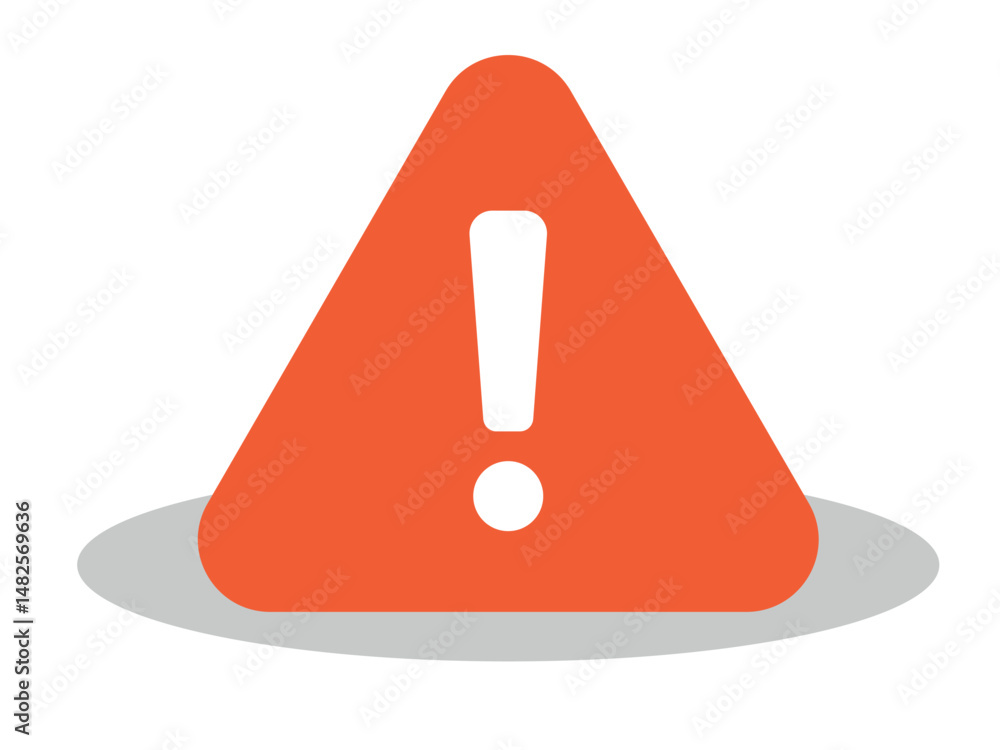 Orange triangle with white exclamation mark Orange triangle with white exclamation mark
