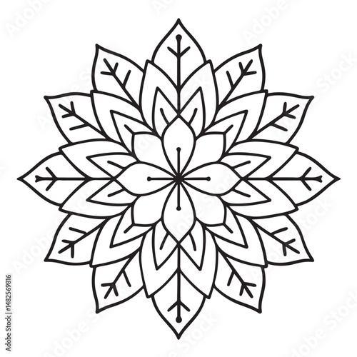 anti stress mandala coloring page, bold and easy mandala coloring page, mandala coloring page, line art, black and white illustration
