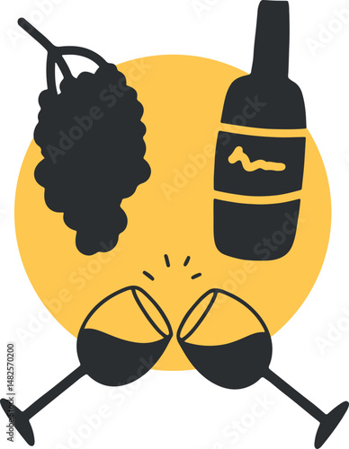 Winemaking. The process of making wine. Drawing, engraving, ink, line art, vector	