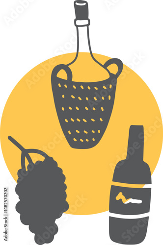 Winemaking. The process of making wine. Drawing, engraving, ink, line art, vector	