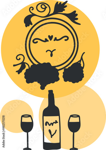 Winemaking. The process of making wine. Drawing, engraving, ink, line art, vector	