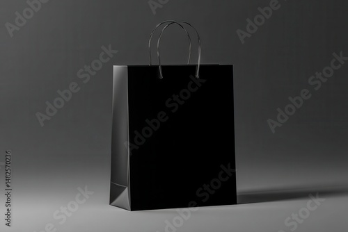 Obraz na płótnie Black paper glossy shopping bag mockup with cut-out handle w salonie