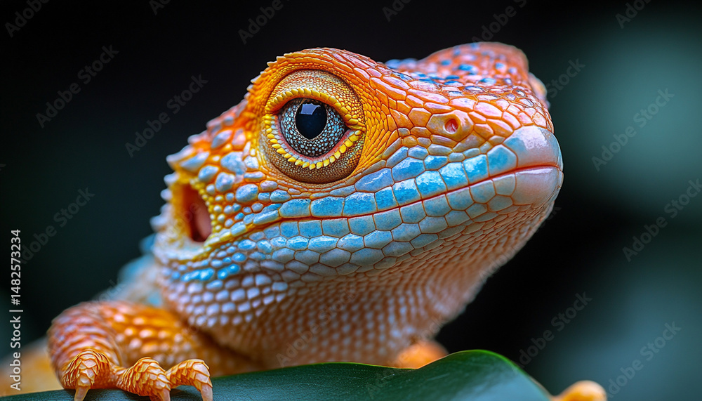Fototapeta premium Close-Up of a Gila Monster's Head with Detailed Scales and Textures under Natural Lighting
