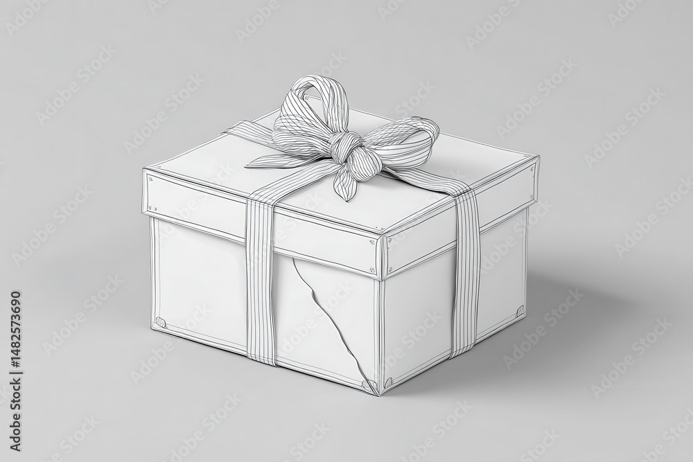 Mock-up of a box with bows for transportation of baked goods, cakes