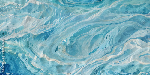 
Beautiful soft blue sea water, ocean wave background. Soft blue and white hand printed creative marble texture ocean background.
