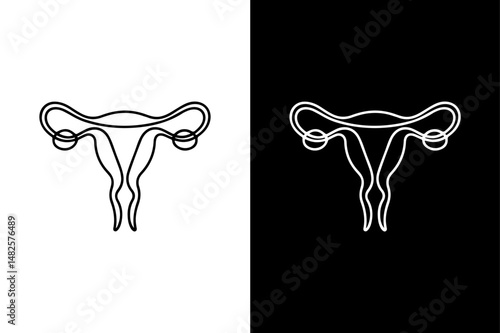 Minimalist Uterus Silhouette Flat Vector Icon in Monochrome Style.