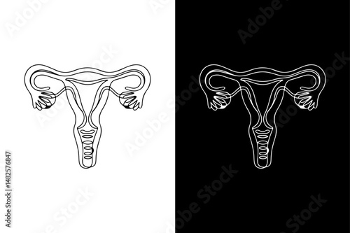 Minimalist Uterus Silhouette Flat Vector Icon in Monochrome Style.