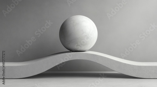 Equilibrium: A Marble Sphere Balanced on a Curving Surface