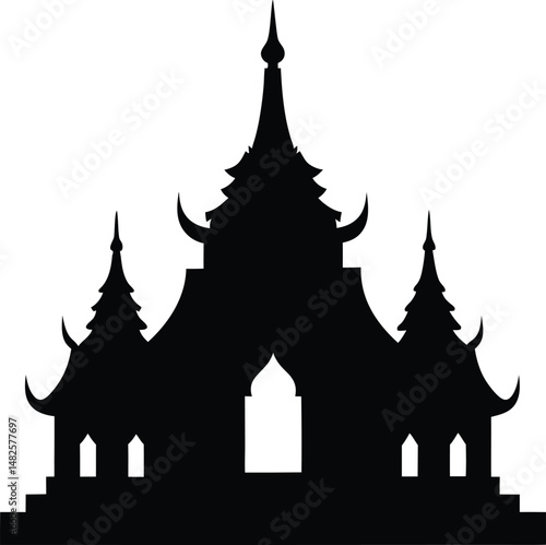 Temple black silhouette vector