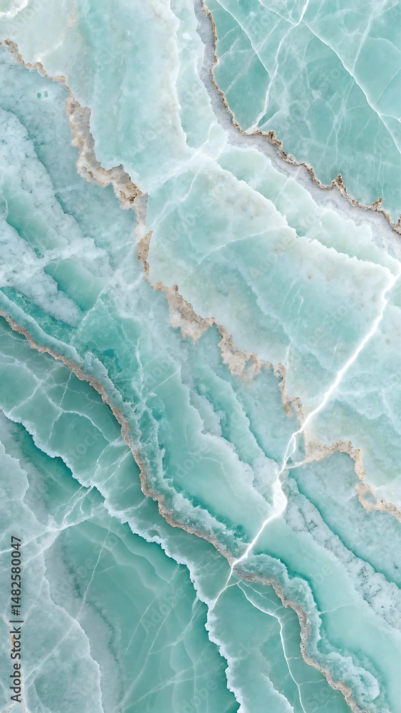 Obraz premium Textured abstract background of a beautiful natural teal and beige marble stone surface