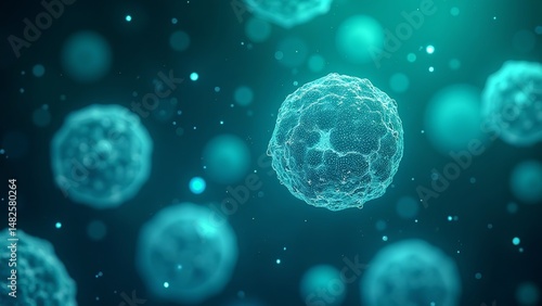 Blue glowing microsphere